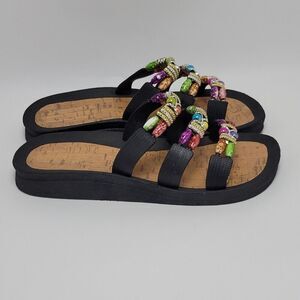 Grandco Women's Multicolor Bead Classic Cork Rubber Slides Sandals Size 9
